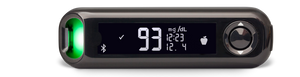 A close up of the CONTOUR NEXT ONE Blood Glucose Meter with a green light displayed