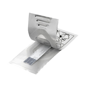 A single CONTOUR®NEXT Test Strip in its packaging being opened to reveal the single test strip for use