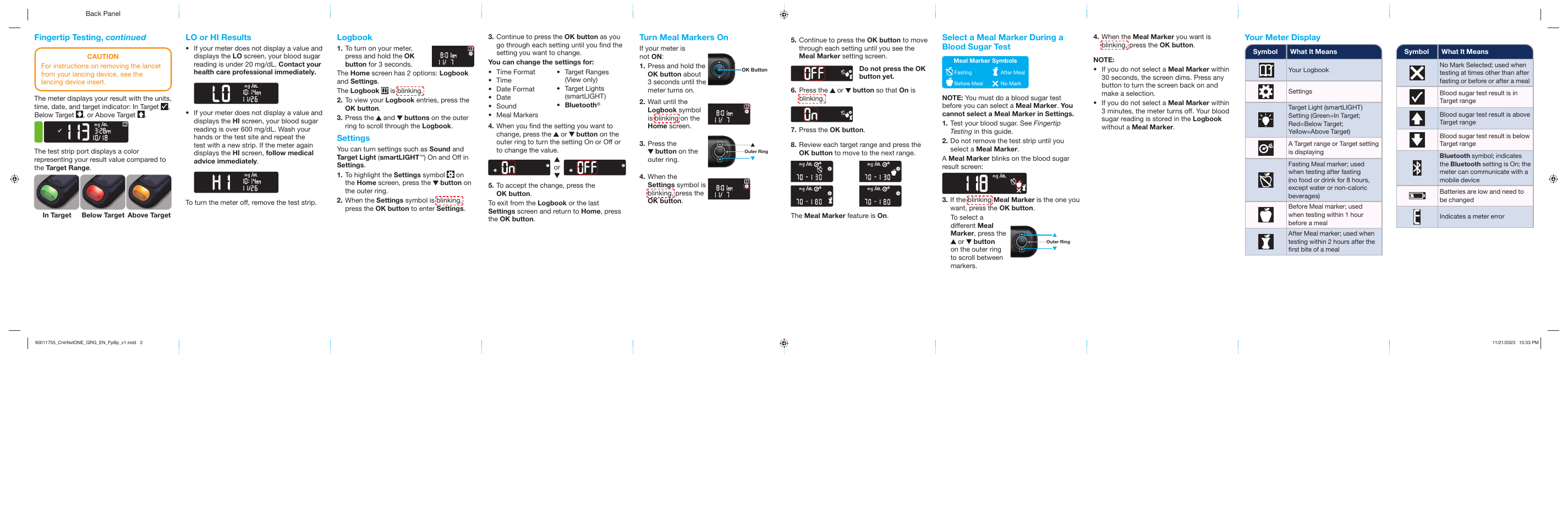 ONE Quick Reference Guide back