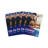 A photo displaying 5 CLINILOG® Blood Sugar Logbooks spread out in a fan