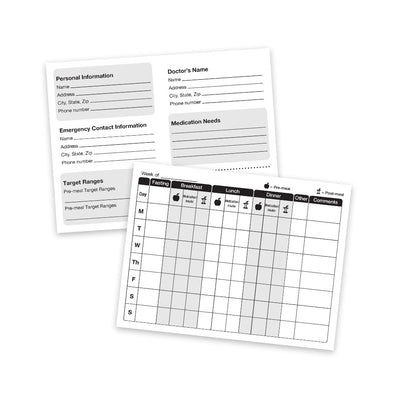 An image displaying what the inside of the CLINILOG® Blood Sugar Logbook looks like