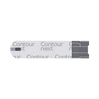 A single CONTOUR®NEXT blood glucose Test Strip shown close up