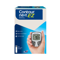 A box of the CONTOUR®NEXT EZ Blood Glucose Monitoring System.